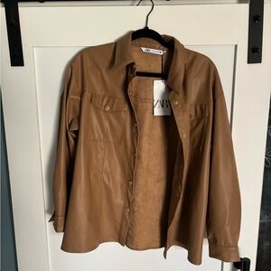 Zara Tan Faux Leather Jacket